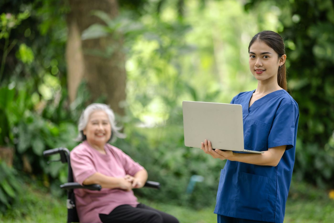 Home care aide reviewing a care plan