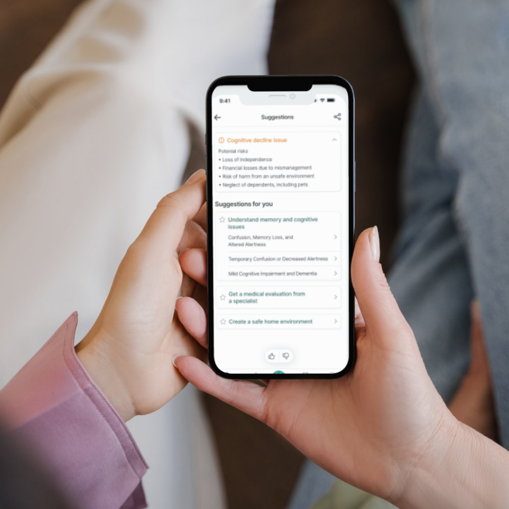 Maia app screens showing shared care information